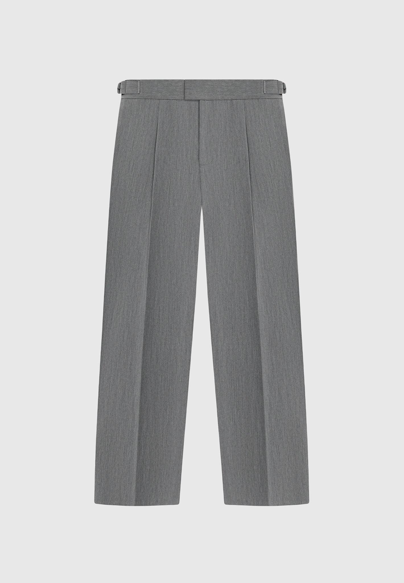 Relaxed Fit Grained Pleated Tailored Trousers - Dark Grey Male Product Image