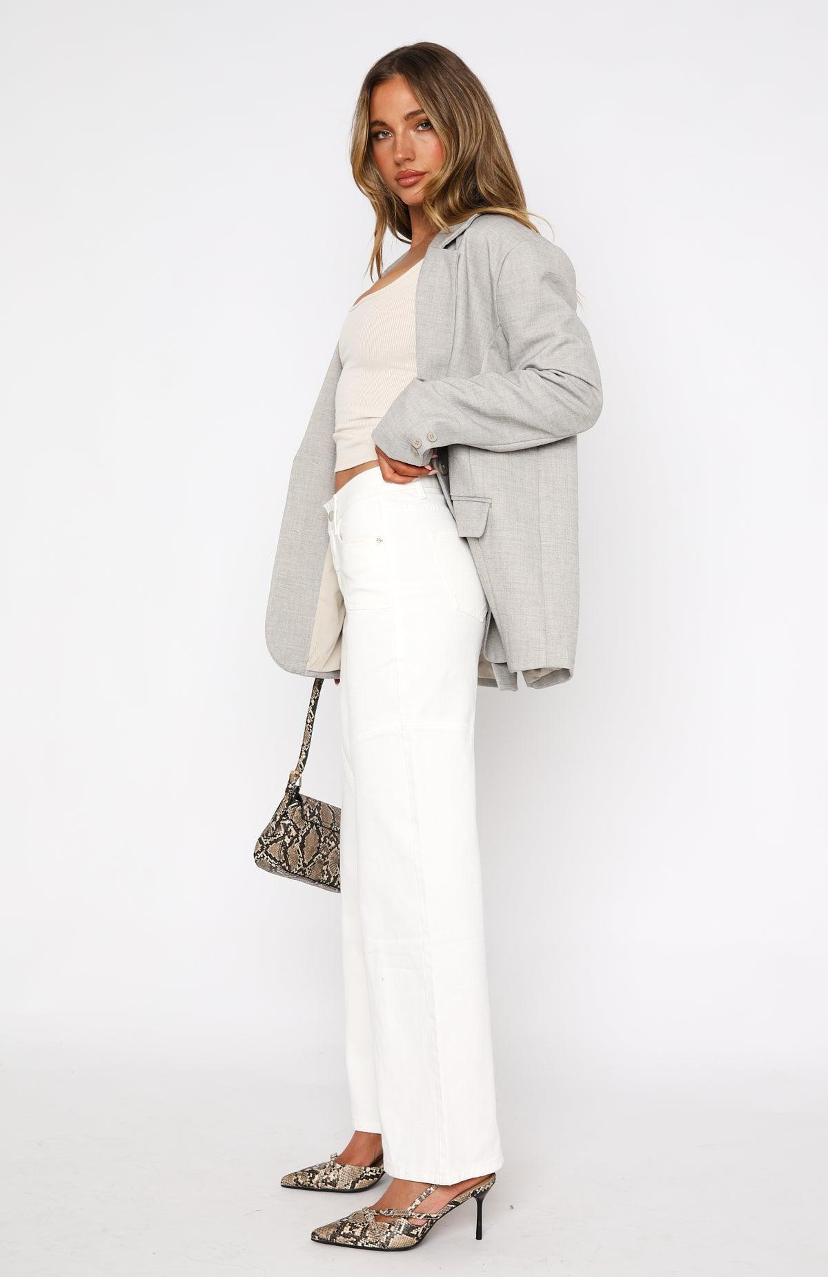 Sofia Mid Rise Wide Leg Jeans White Product Image