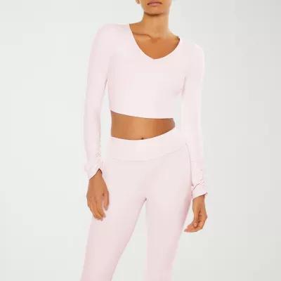 Forever 21 Womens V Neck Long Sleeve Active Crop Top Juniors Product Image