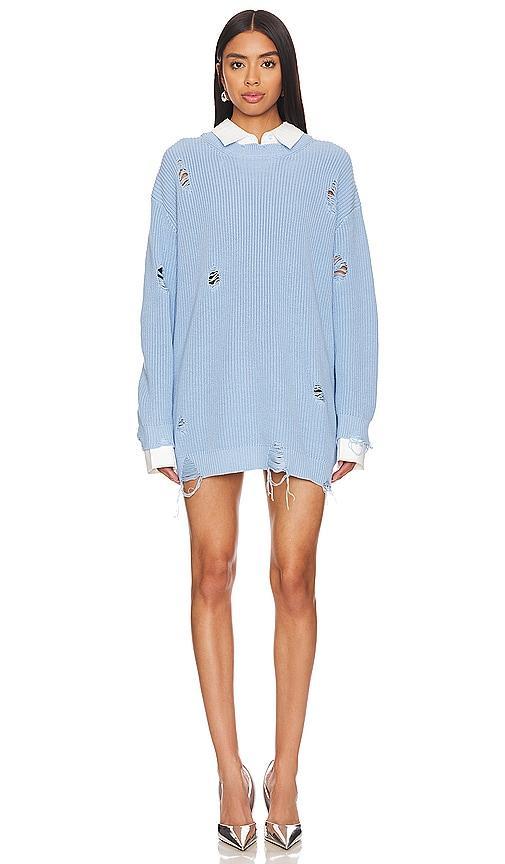 SER.O.YA Chloe Sweater Dress in Baby Blue. Size L, S, XS. Product Image