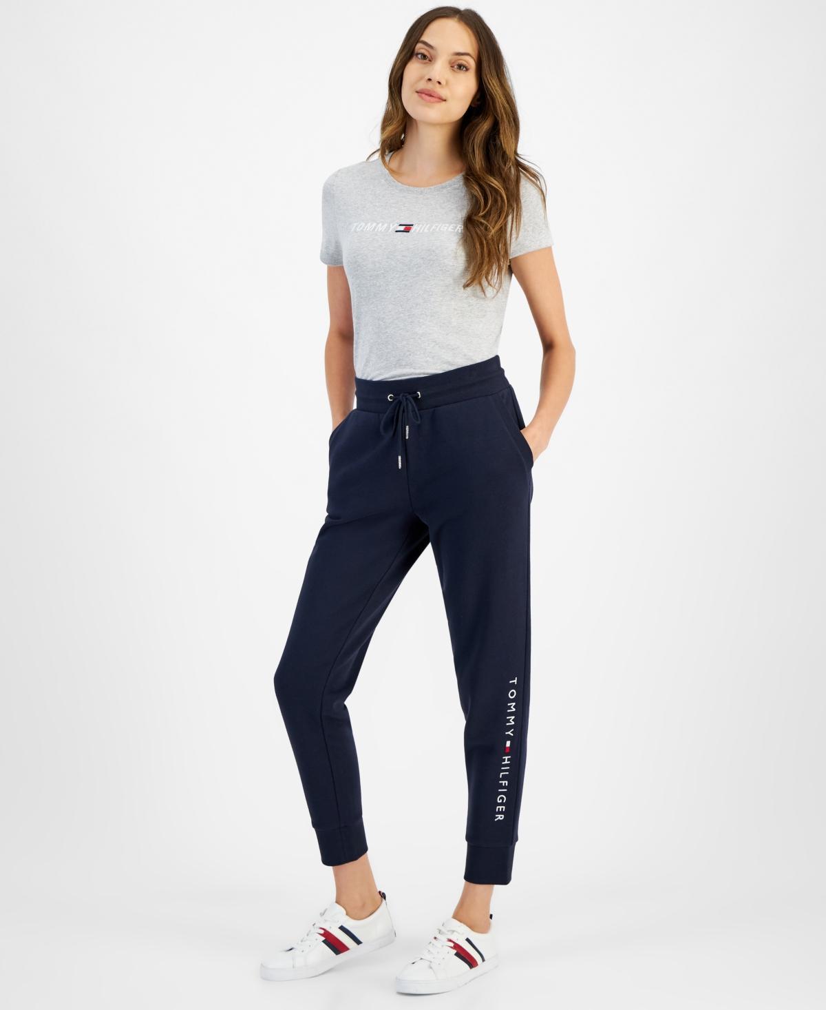 Tommy Hilfiger Womens Drawstring Logo Graphic Jogger Pants Product Image