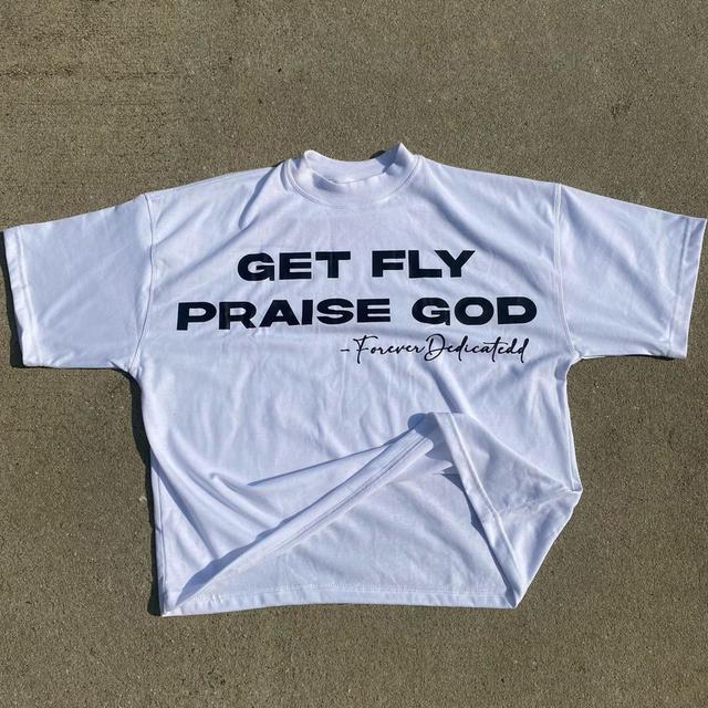 Sopula Vintage Get Fly Praise God Graphic 100% Cotton T-Shirt Cropped Tees Product Image