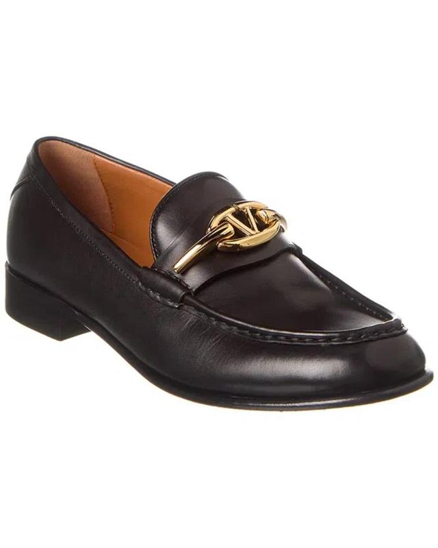 Valentino Vlogo Leather Loafer In Black Product Image