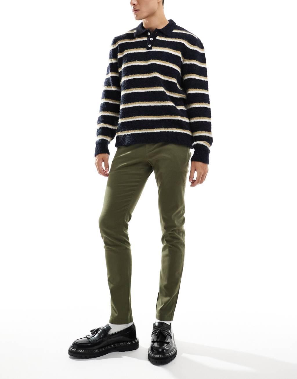 ASOS DESIGN skinny chinos in khaki Product Image