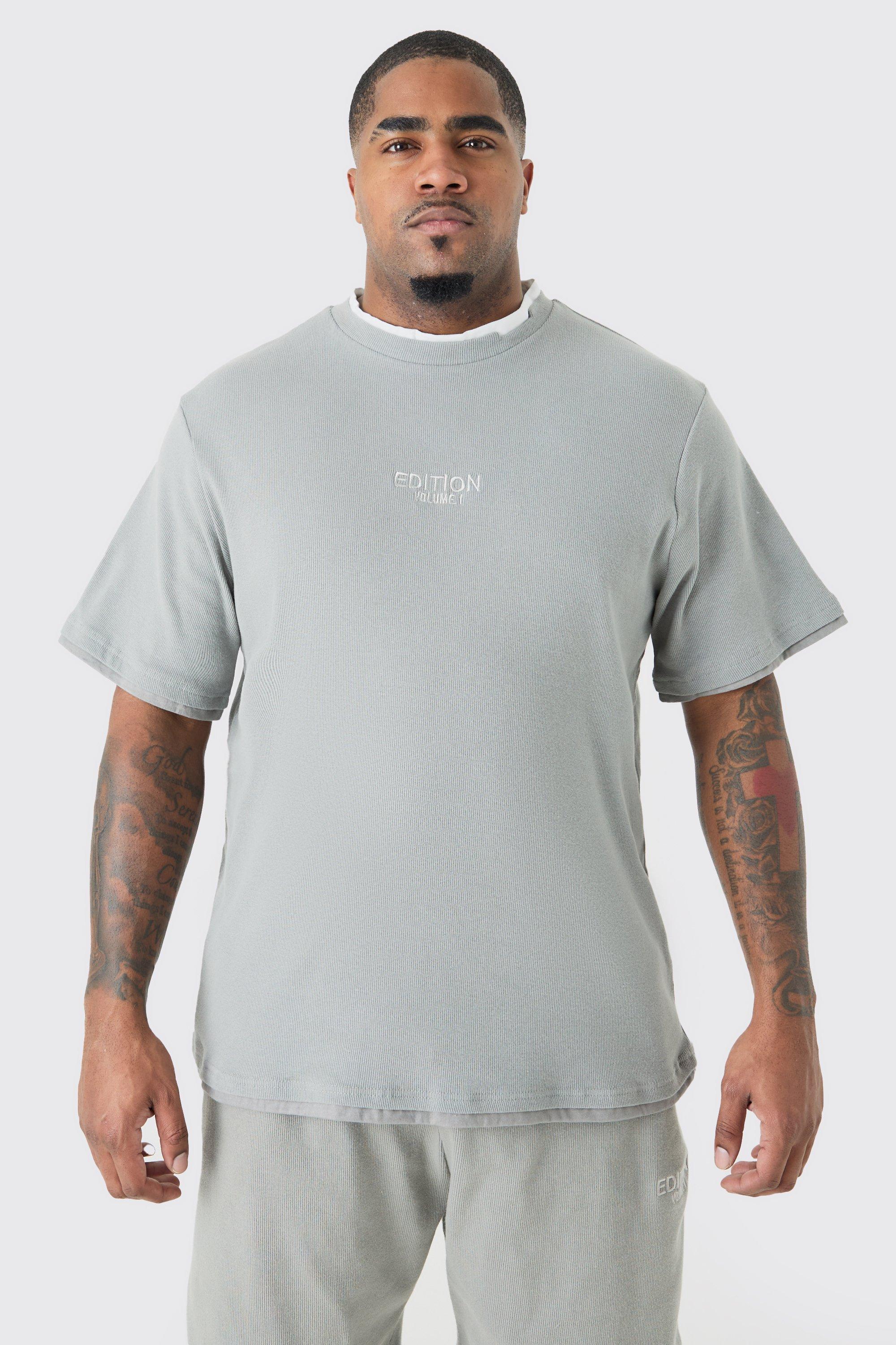 Plus EDITION Heavyweight Ribbed Fauxlayer T-shirt | boohooMAN USA Product Image