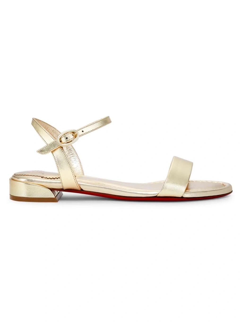 CHRISTIAN LOUBOUTIN Women's Sweet Jane Metallic Leather Sandals In Gold Product Image