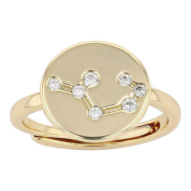 City Luxe Horoscope Cubic Zirconia Disk Horoscope Adjustable Ring, Womens, Gold Tone Capricorn Product Image