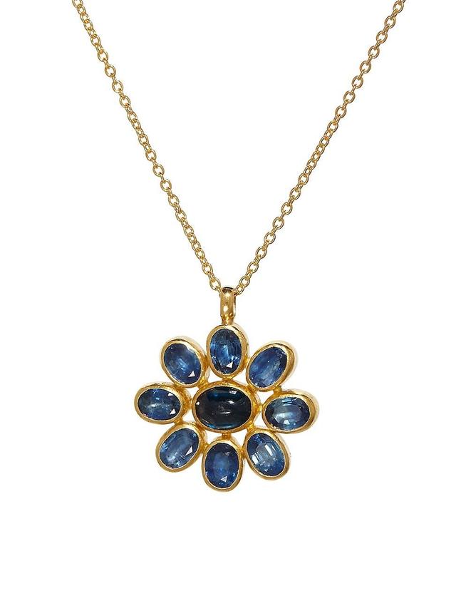 Womens Pointelle 22K & 24K Yellow Gold & Blue Sapphire Pendant Necklace Product Image