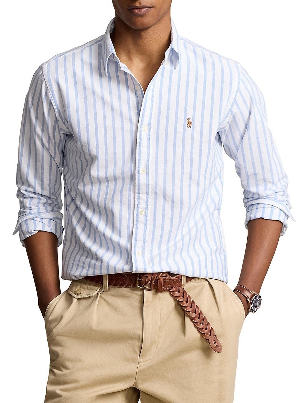 Mens Striped Cotton Oxford Shirt Product Image