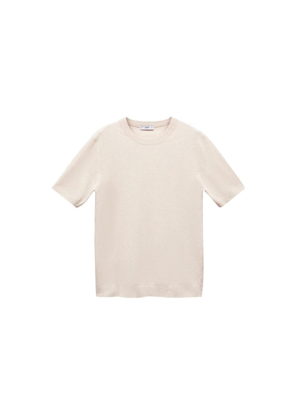 MANGO MAN - Structured cotton knit t-shirt ecruMen Product Image