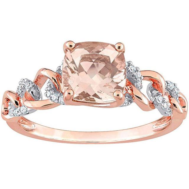 Stella Grace 10k Two-Tone Gold Morganite & 1/10 Carat T.W. Diamond Link Ring, Womens Pink Product Image