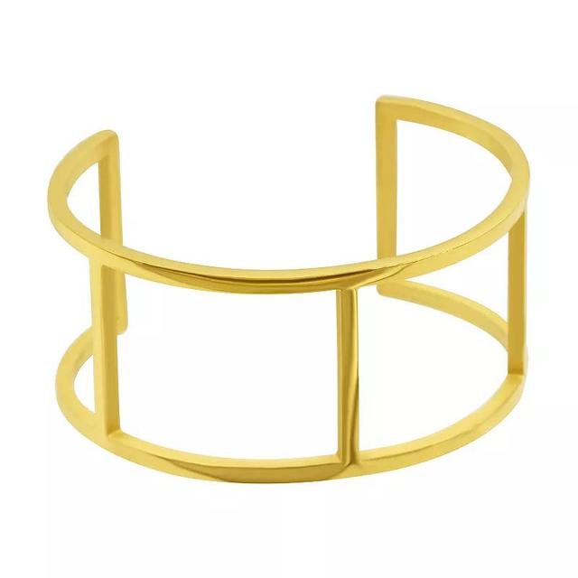 Adornia 14k Gold Plated Stainless Steel Double Row Cuff Bracelet, Womens Gold Tone Product Image