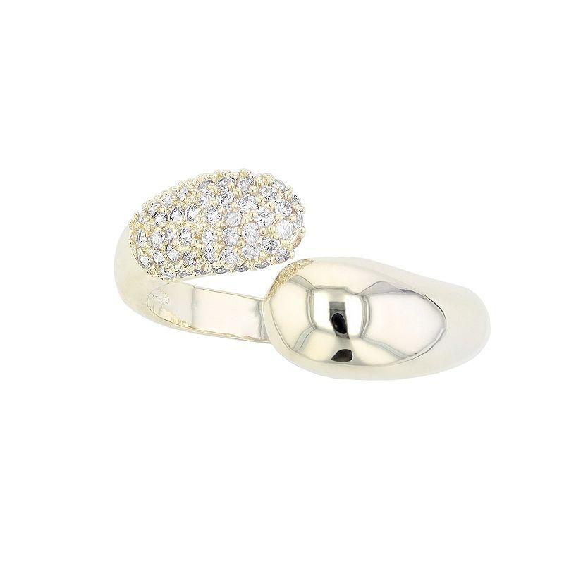 Sterling Silver Pave Cubic Zirconia Bypass Ring, Womens Gold Tone Product Image