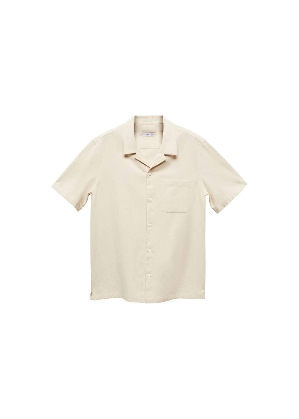 Mango Mens Short Sleeve Cotton Linen Shirt Product Image