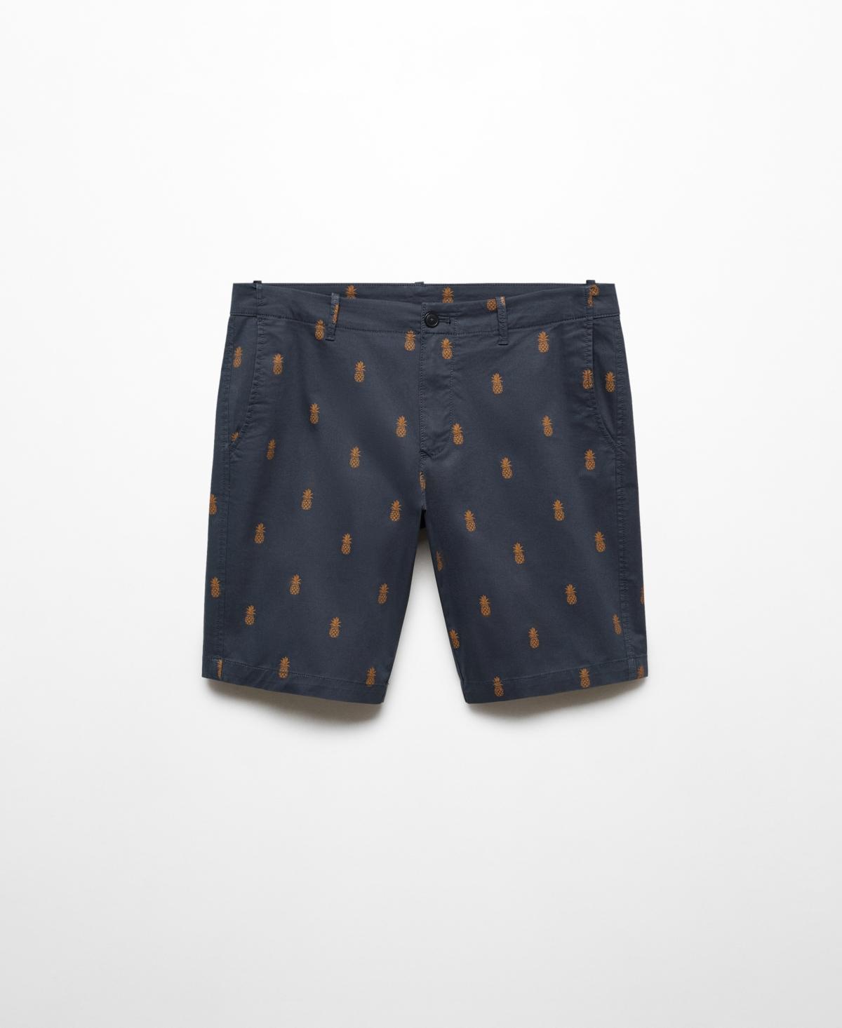 MANGO MAN - Printed cotton bermuda shorts sky blueMen Product Image