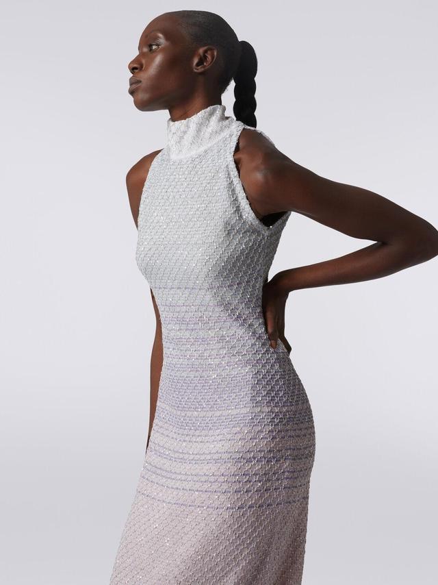 Long dress with American neckline in viscose mesh with sequins Multicoloured | Missoni Product Image