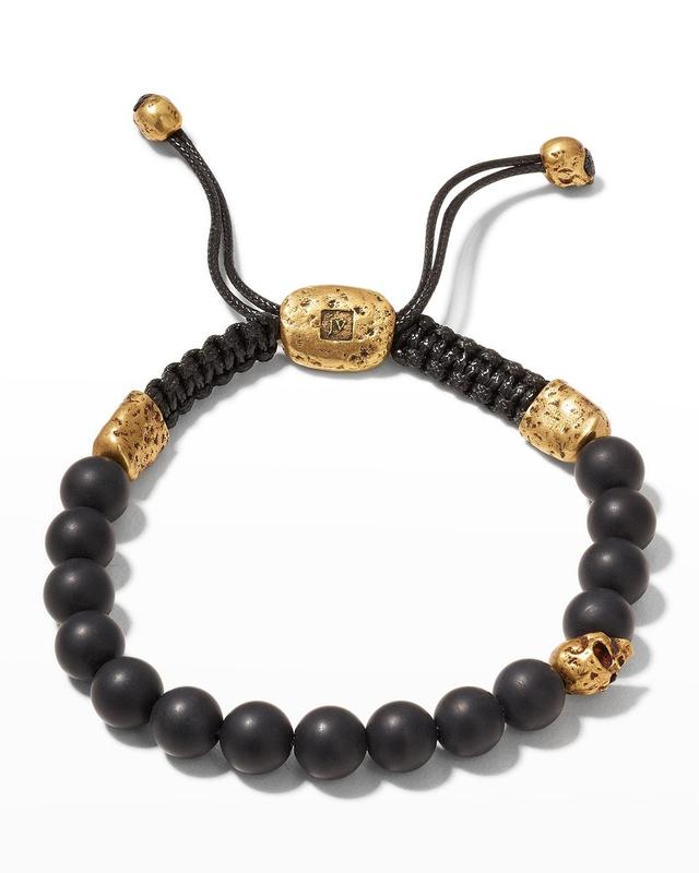 Mens Skull Beaded Onyx Bolo Bracelet Product Image