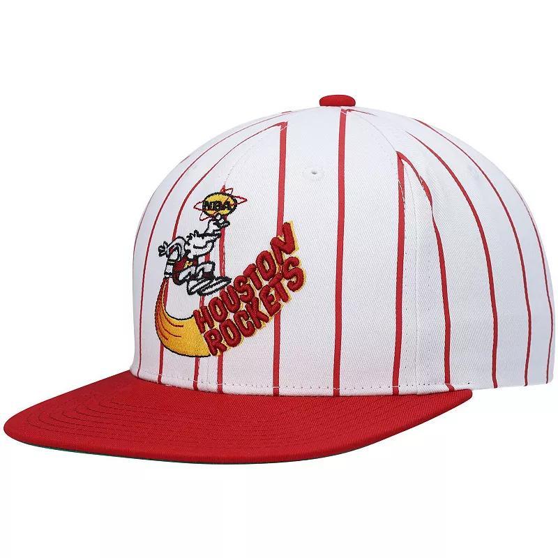 Mens Mitchell & Ness Houston Rockets Hardwood Classics Pinstripe Snapback Hat Product Image