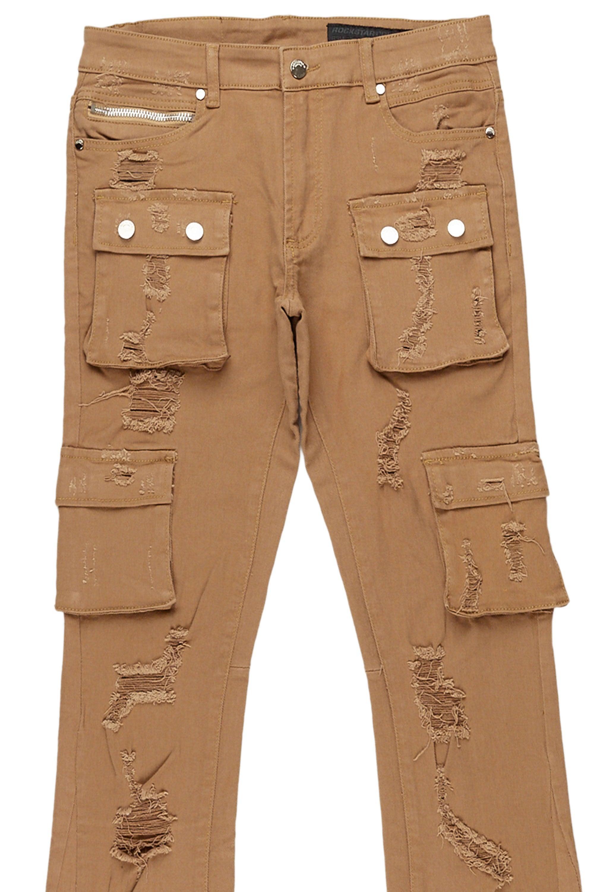 Zaid Tan Stacked Flare Jean Male Product Image