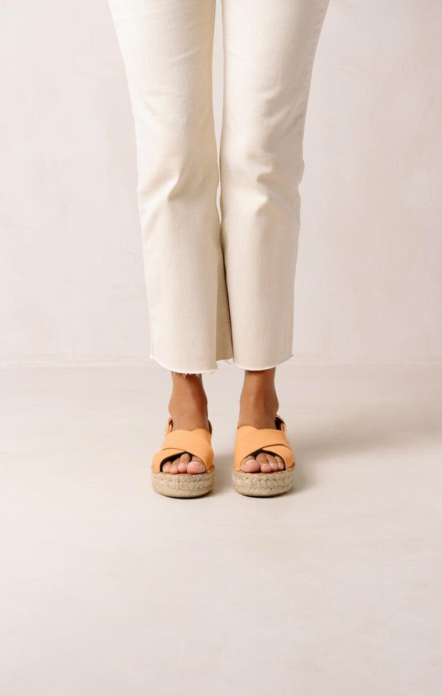 Alohas Crossed Platform Sandal ~ Tangy Orange Product Image