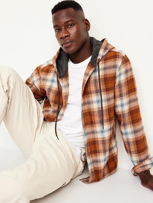 Hooded Flannel Shirt Product Image