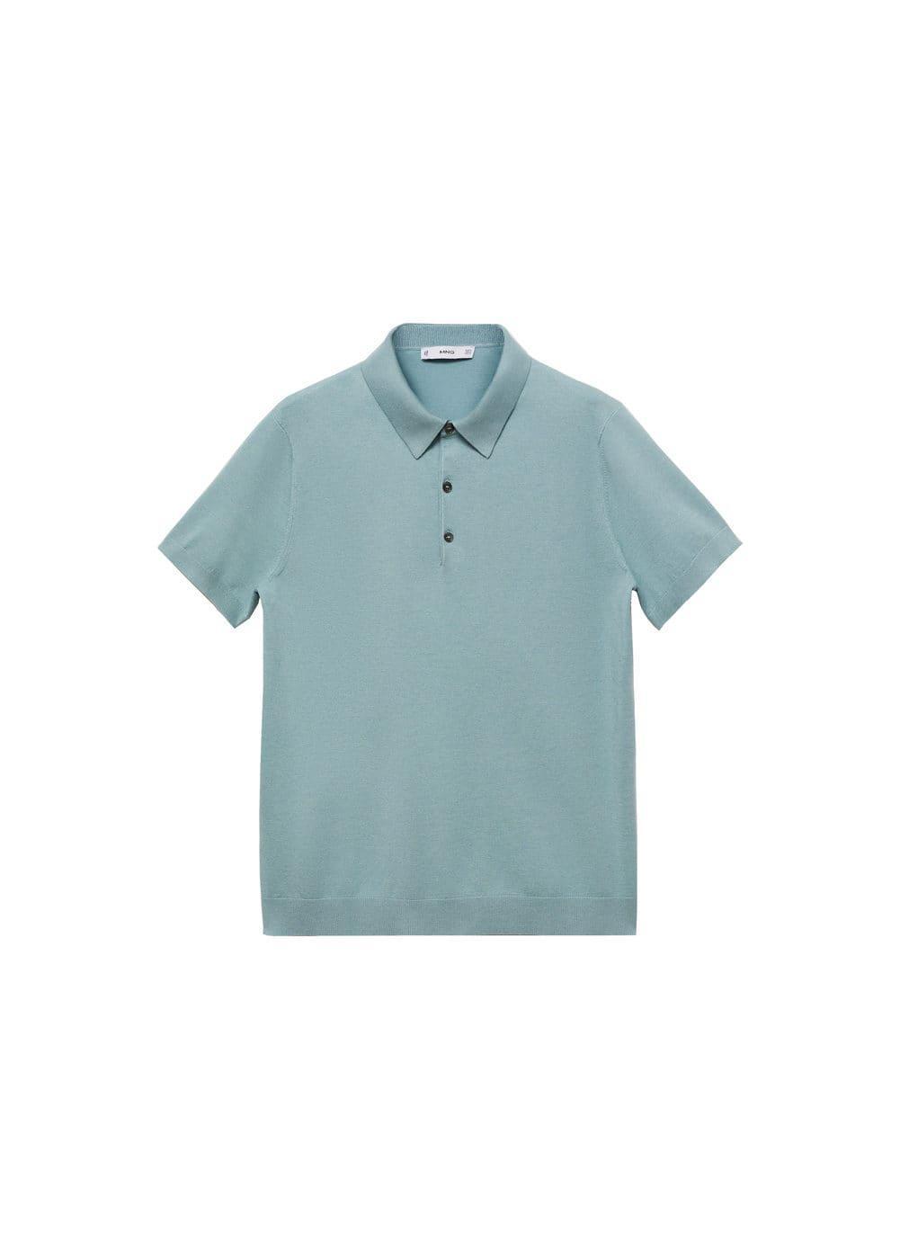 MANGO MAN - Fine-knit polo shirt turquoiseMen Product Image