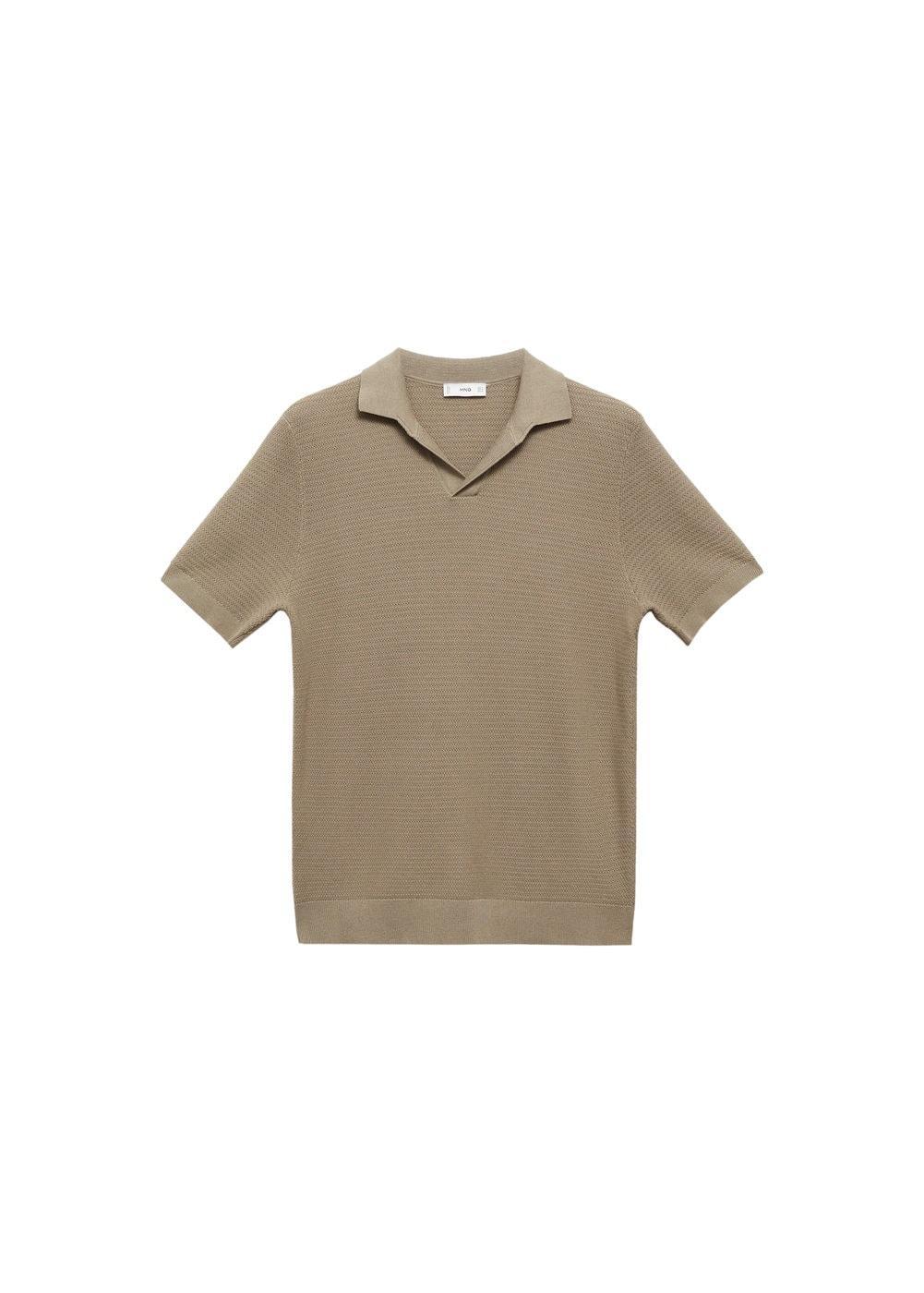 MANGO MAN - Tencel cotton polo shirt with braided knit olive greenMen Product Image