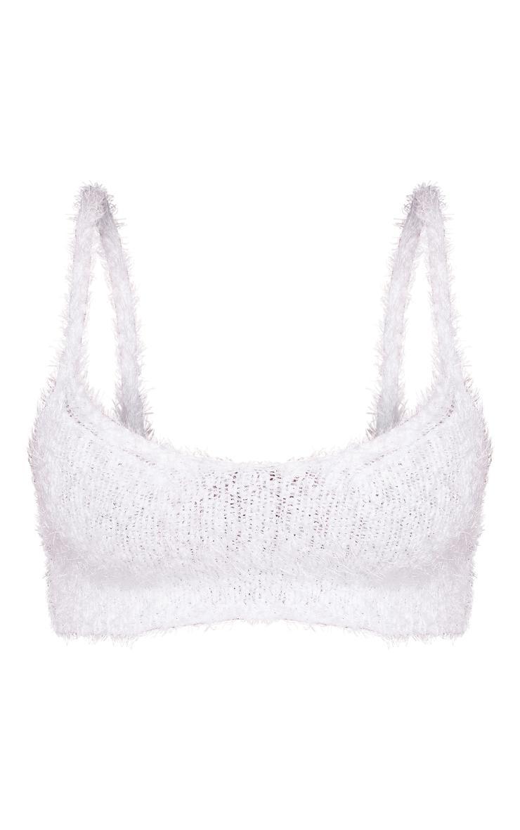 Ecru Eyelash Bobble Knit Mini Crop Top Product Image