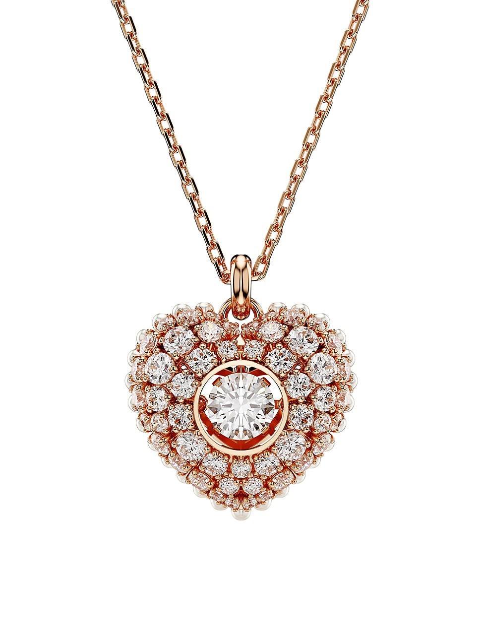 Swarovski Crystal Heart Shaped Pearl Hyperbola Pendant Necklace Product Image