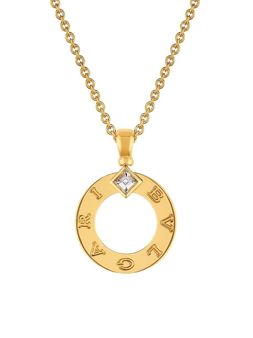 Womens BVLGARI BVLGARI 18K Yellow Gold & 0.09 TCW Diamond Circle Pendant Necklace Product Image