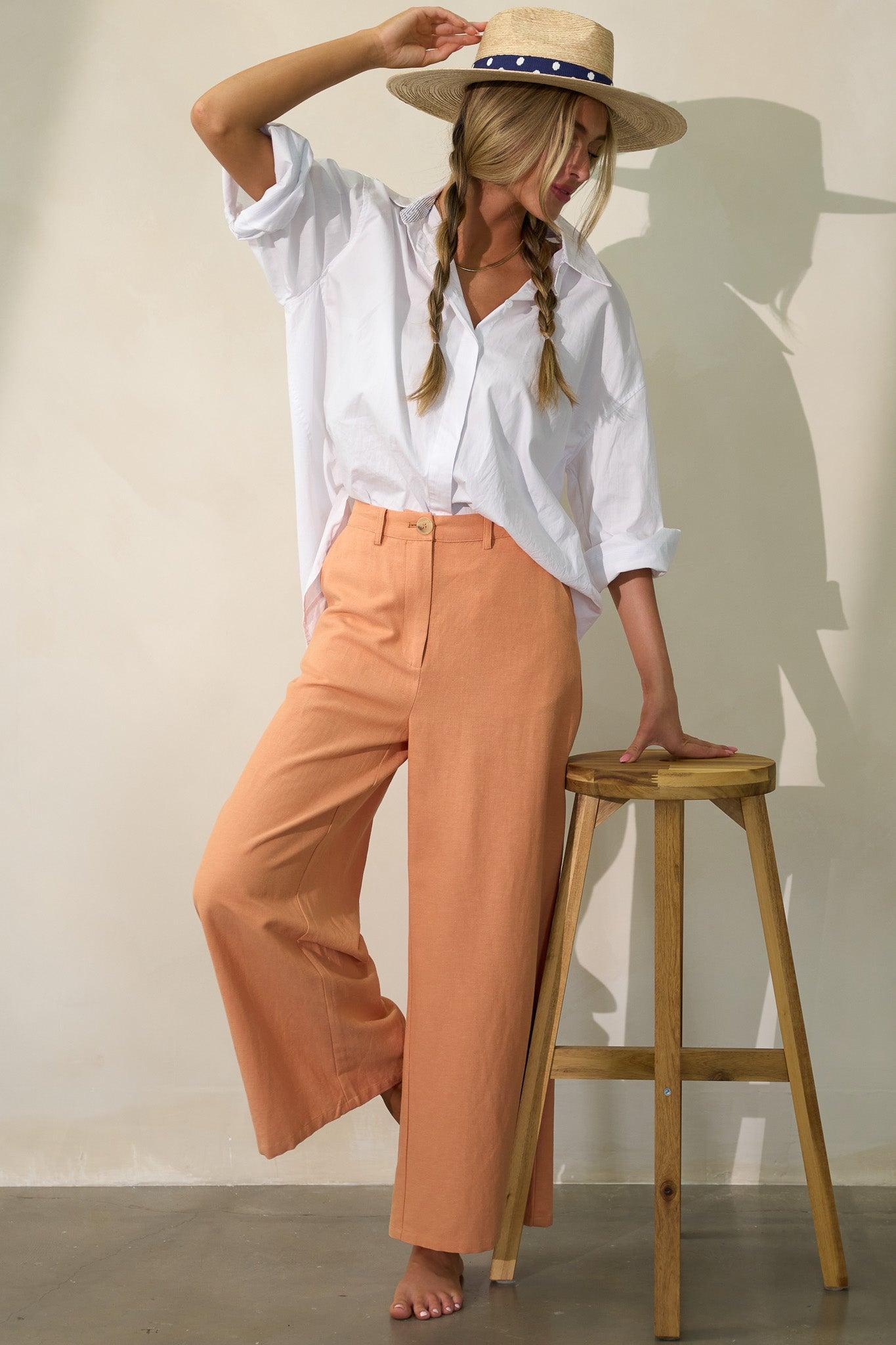 On The Horizon Light Clay Wide Leg Pants Product Image