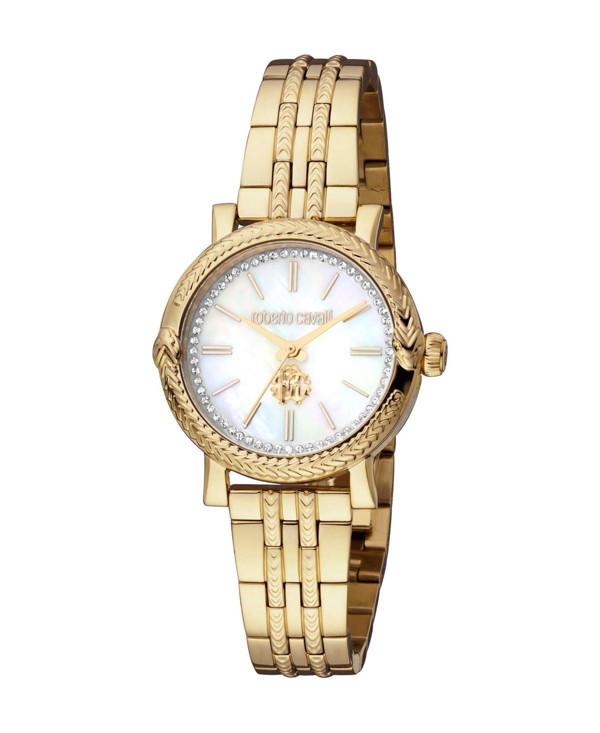 Roberto Cavalli Womens Quartz Gold-tone Stainless Steel Watch 30mm - Gold Product Image