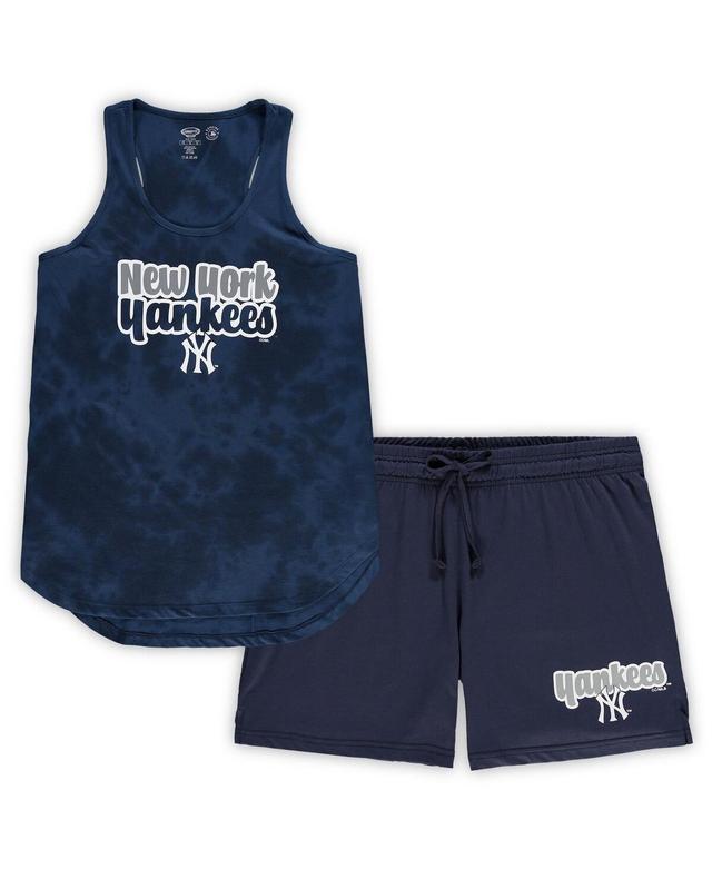 Womens Concepts Sport New York Yankees Plus Size Cloud Tank Top & Shorts Sleep Set Blue Product Image