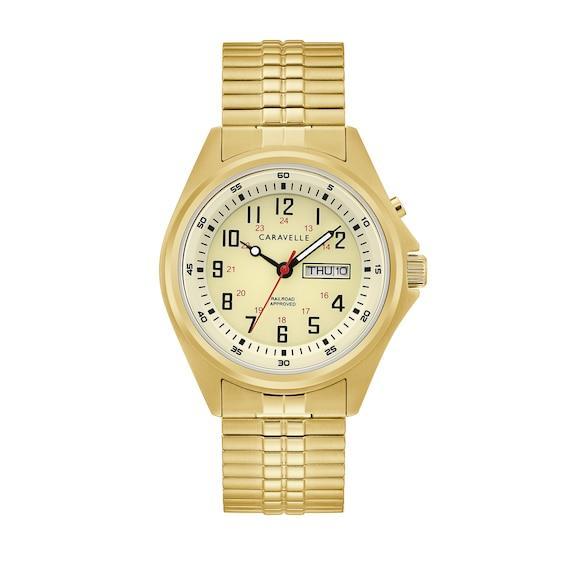 Caravelle by Bulova Mens Gold-Tone Stainless Steel Expansion Band Watch - 44C112 Gold Tone Product Image