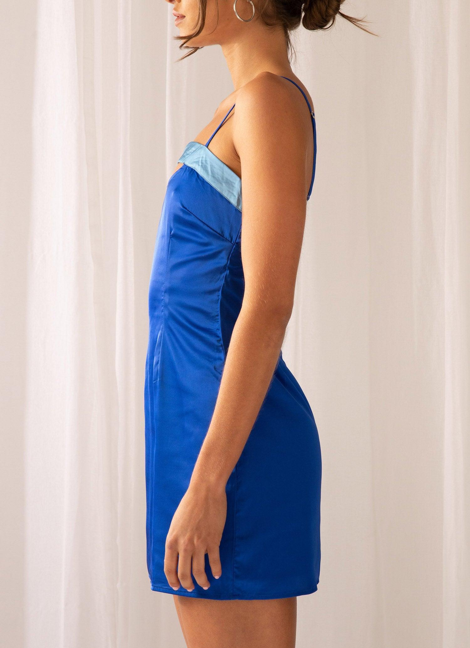 Midnight Cosmos Mini Dress - Cobalt Blue Product Image