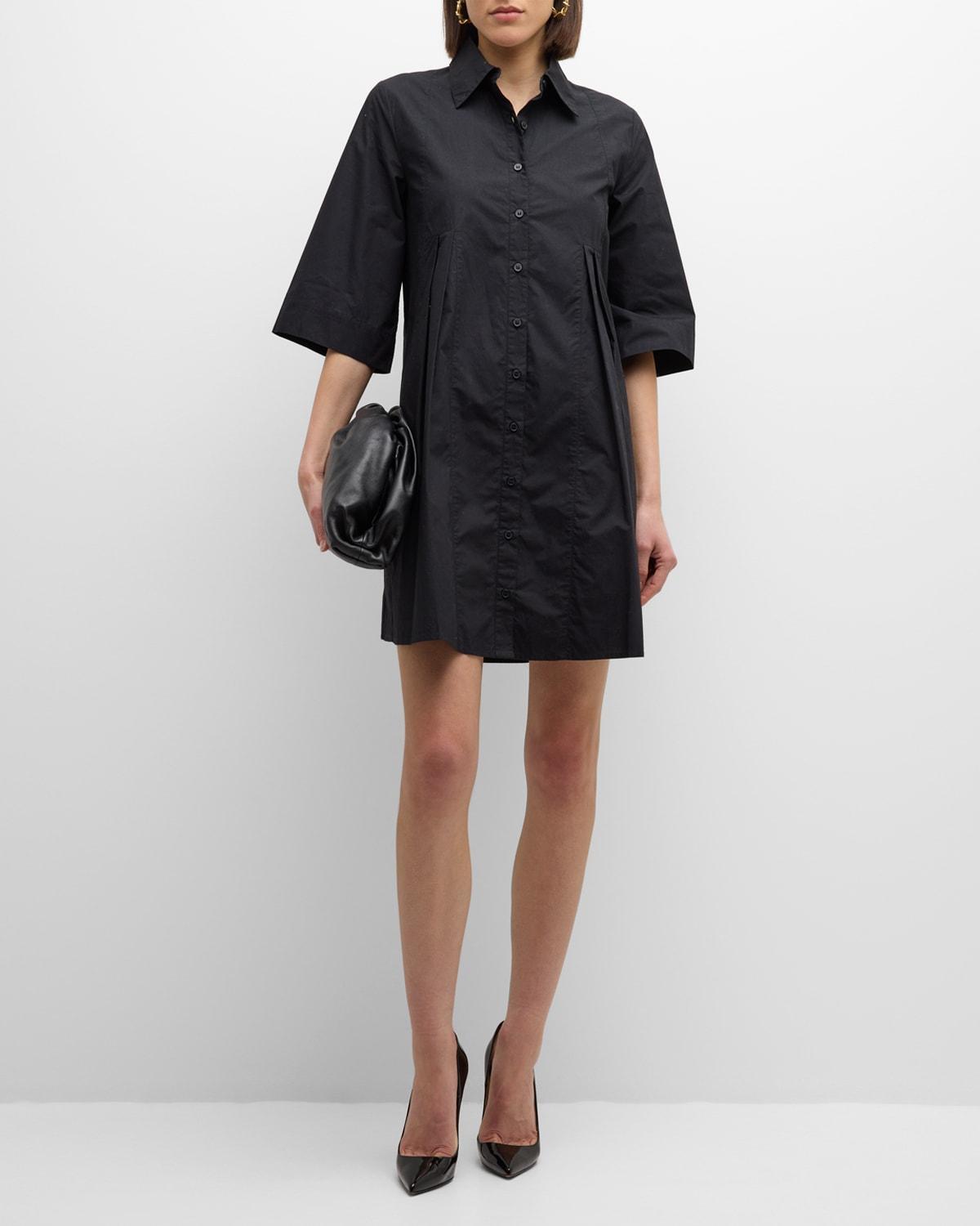 Isla Pleated Cotton Mini Shirtdress product image