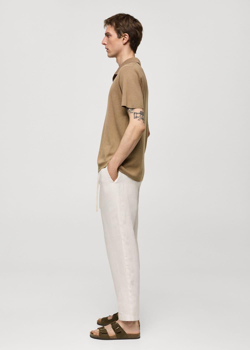 Mango Mens Drawstring Detail Striped Pants Product Image