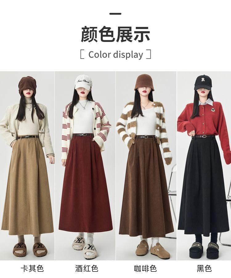 High Rise Plain Midi A-Line Skirt Product Image