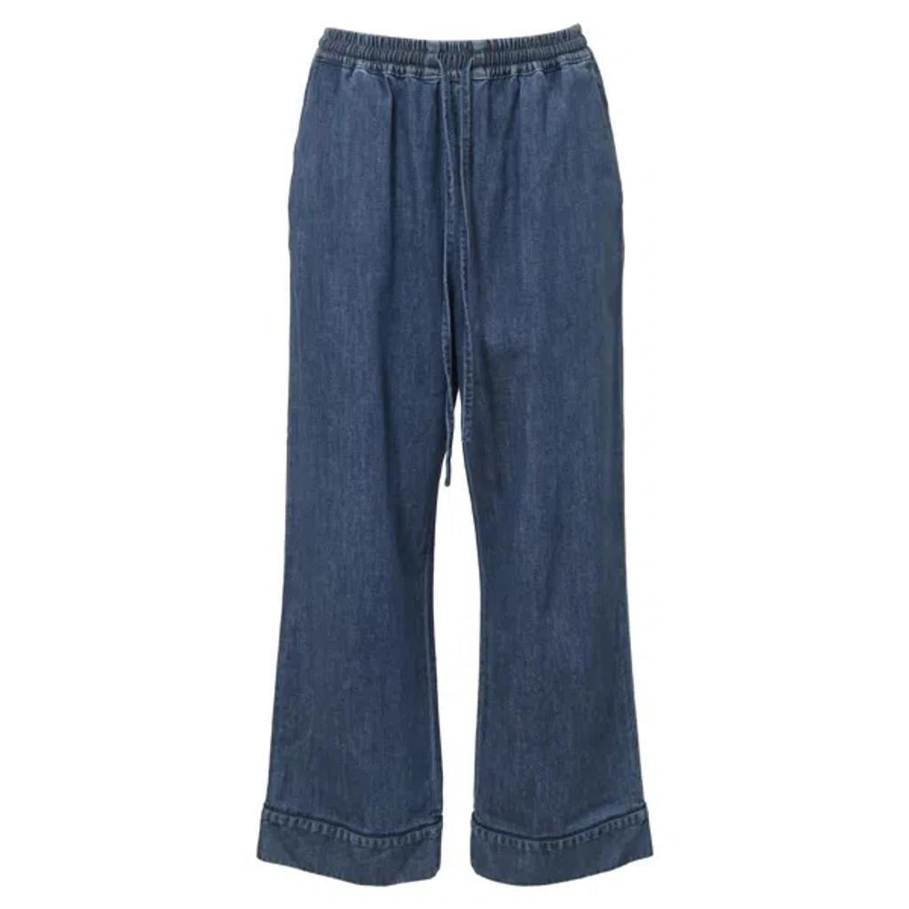 Drawstring Jeans In Blue Denim Product Image