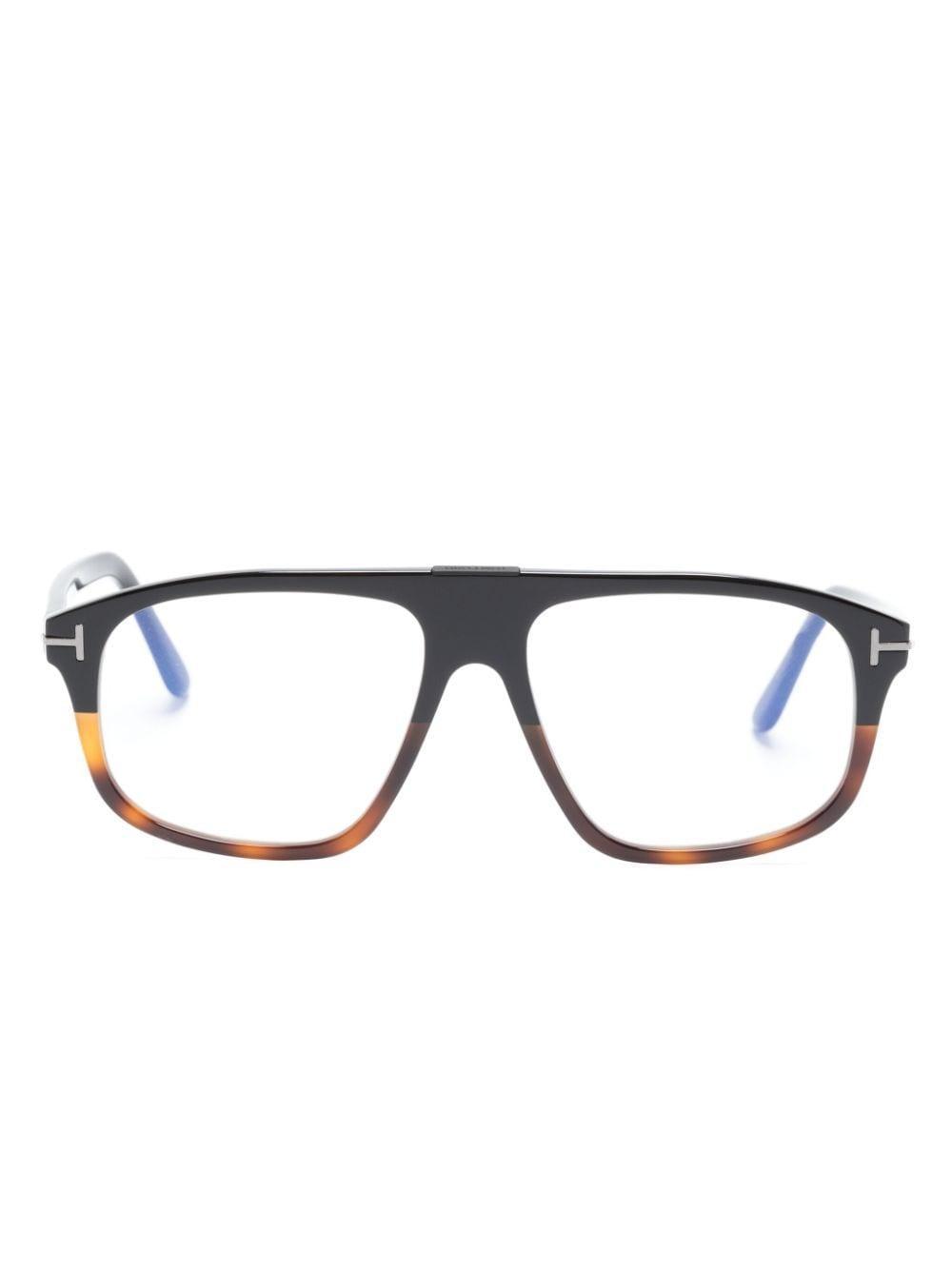 Oversize-frame Tortoiseshell-effect Glasses In Black Product Image