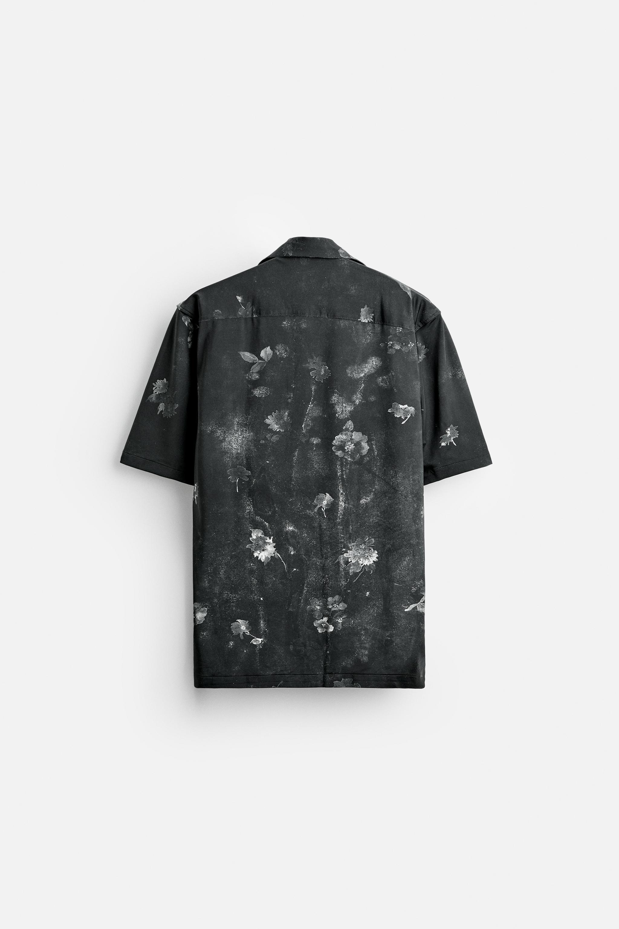 FLORAL PRINT STRETCH SHIRT Product Image