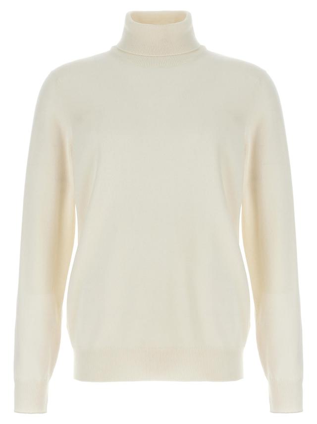 BRUNELLO CUCINELLI Roll Neck Cashmere Jumper In Ecru Product Image