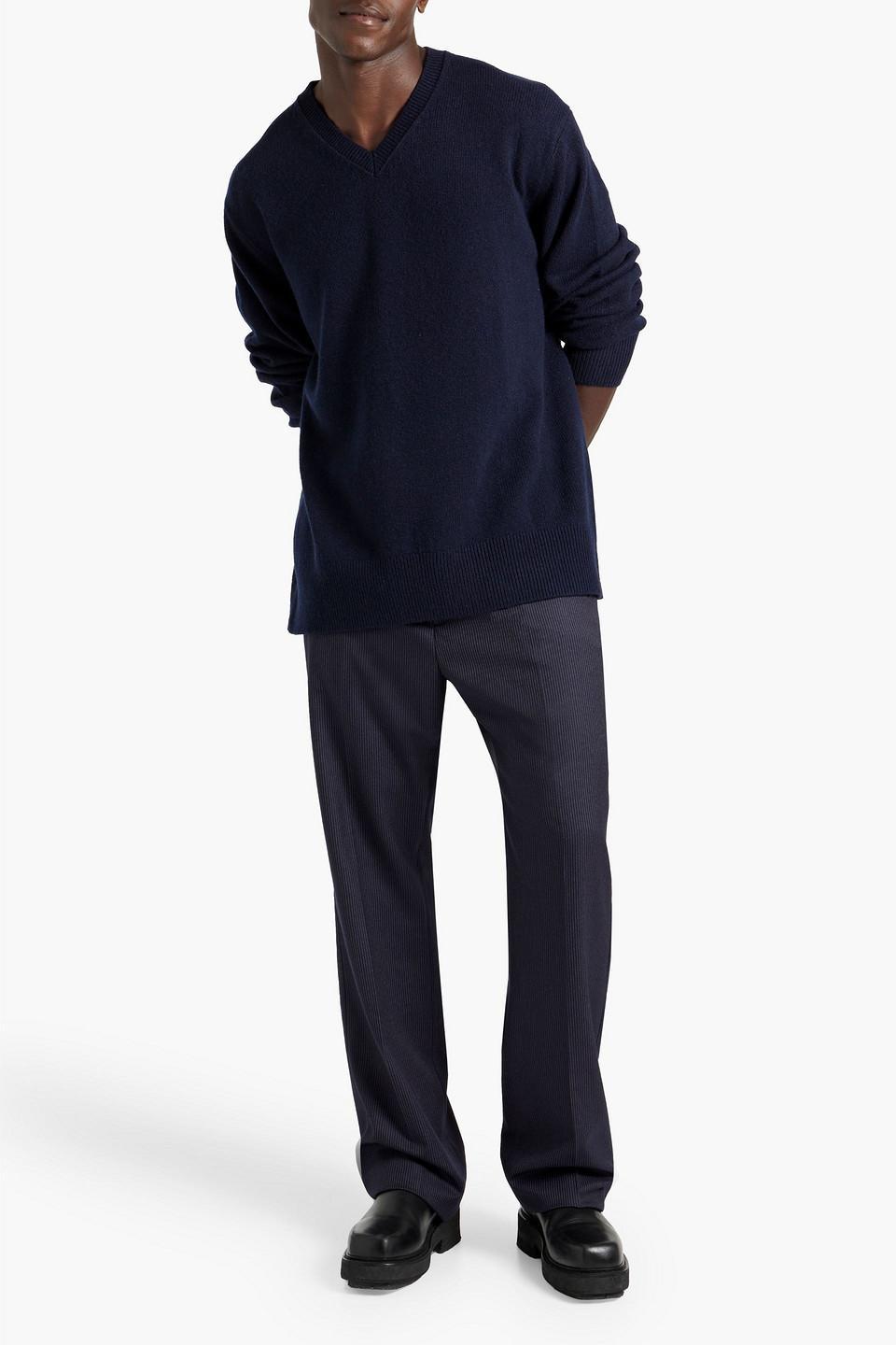 Wool And Cashmere-blend Sweater In Navy Product Image