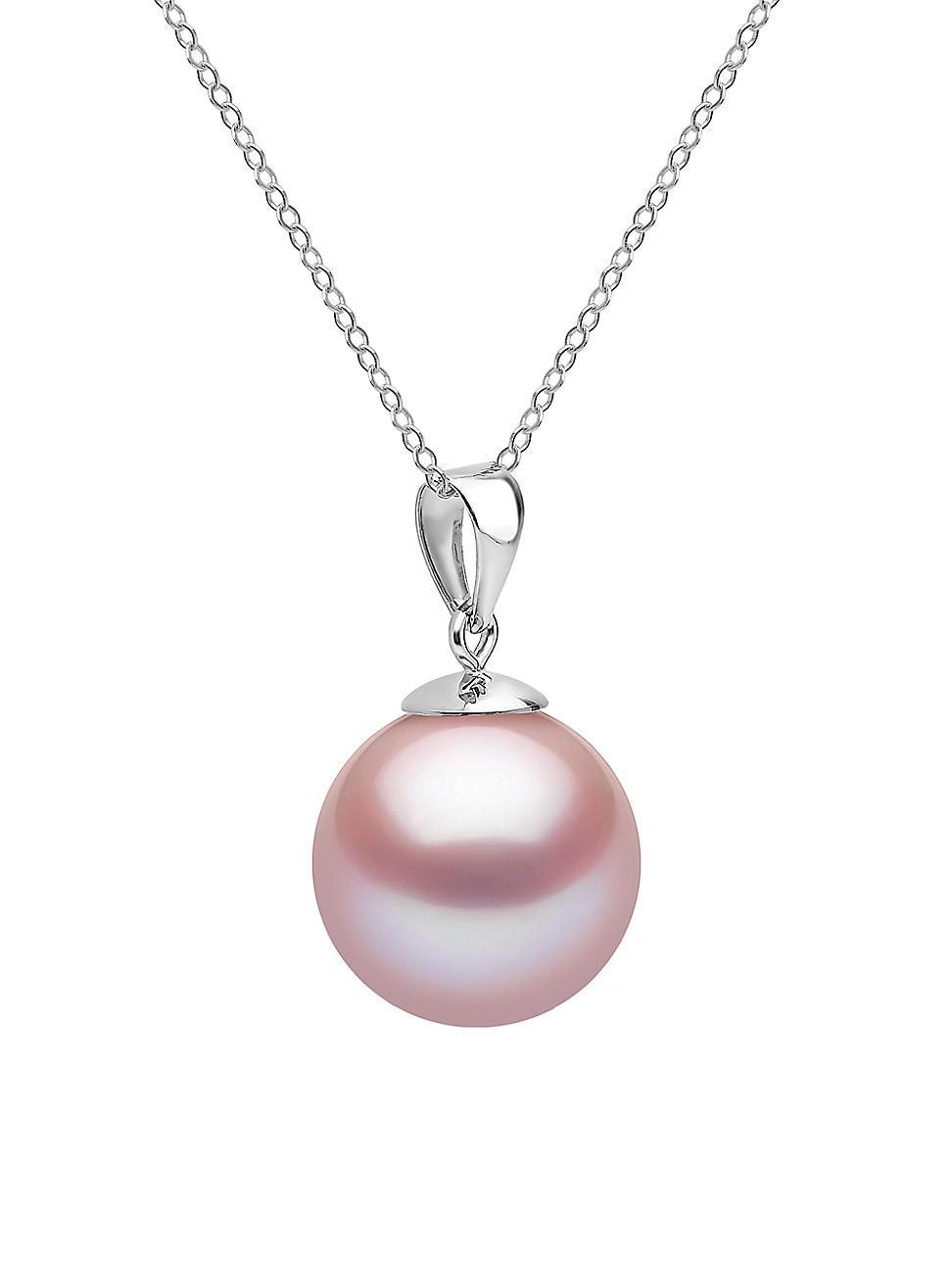 Womens 14K White Gold & 10-11MM Pink Freshwater Pearl Pendant Necklace Product Image