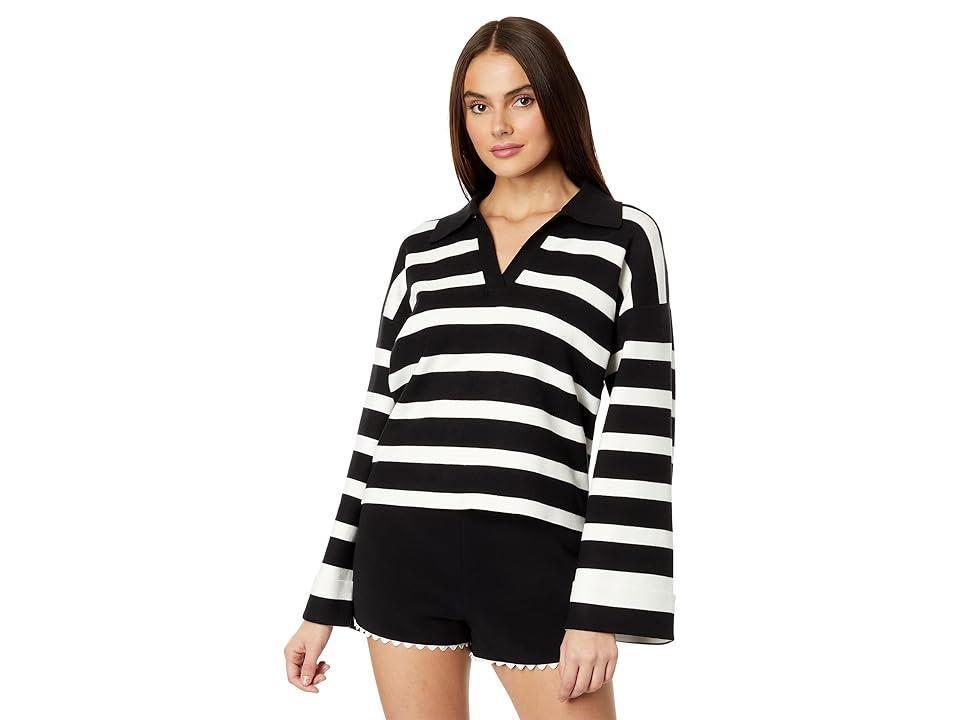 English Factory Stripe Crop Polo Sweater Product Image