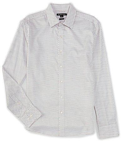 Michael Kors Slim Fit Stretch Dot Print Long Sleeve Woven Shirt Product Image