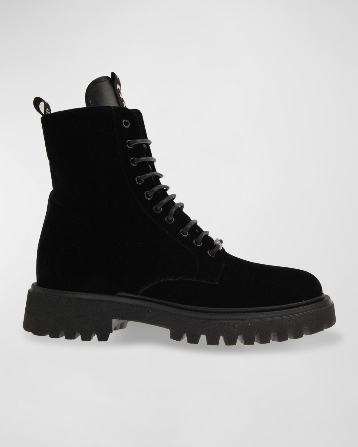 Mens Lug Sole Velvet Combat Boots Product Image