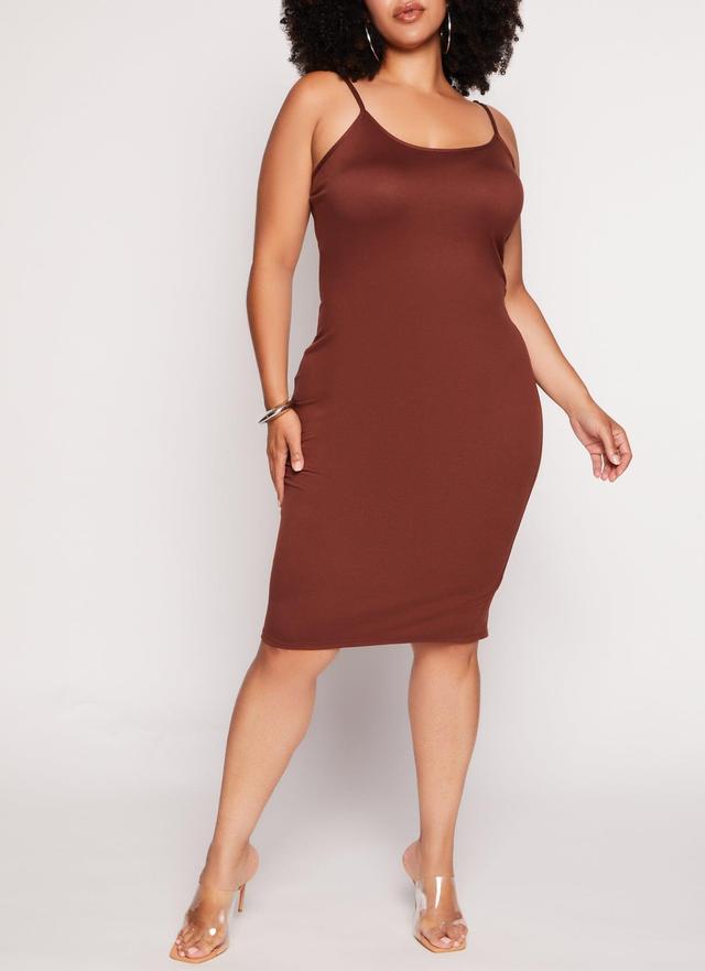 Womens Plus Size Basic Scoop Neck Cami Midi Dress Product Image