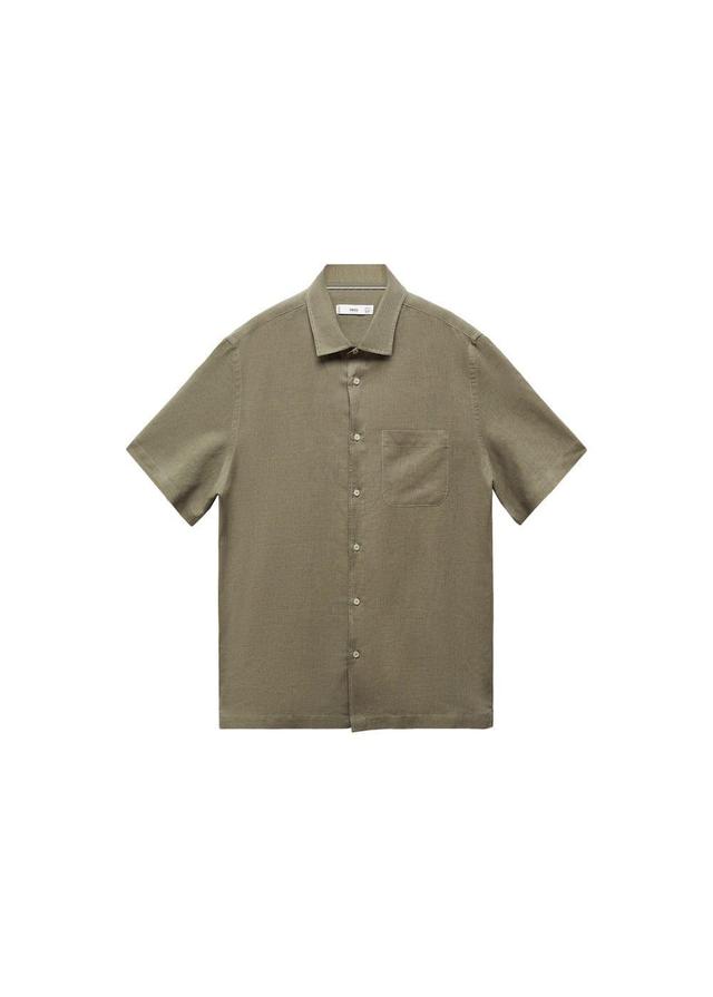 MANGO MAN - Regular-fit linen shirt with pocket khakiMen Product Image