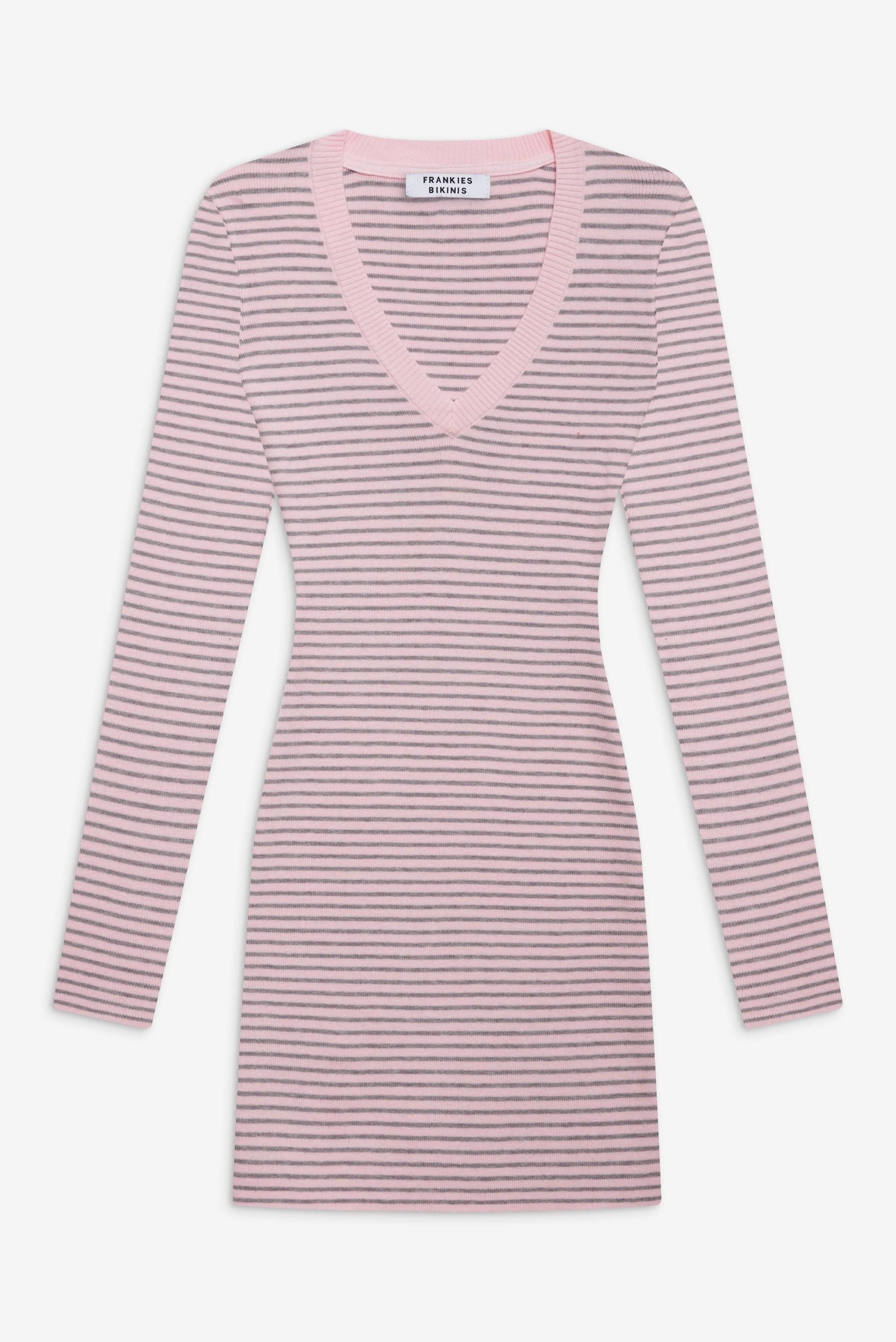 Sweetheart Knit Dress - Rosewater Stripe Product Image